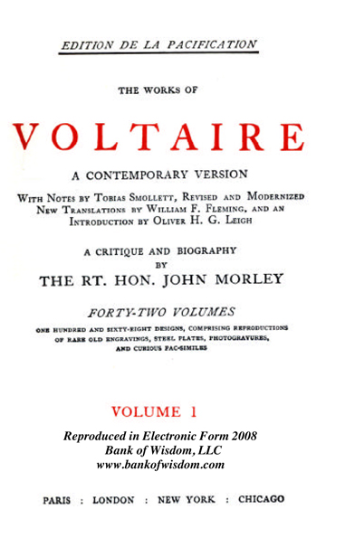 The Works of Voltaire, Vol. 1 of 42 vols + INDEX volume 43